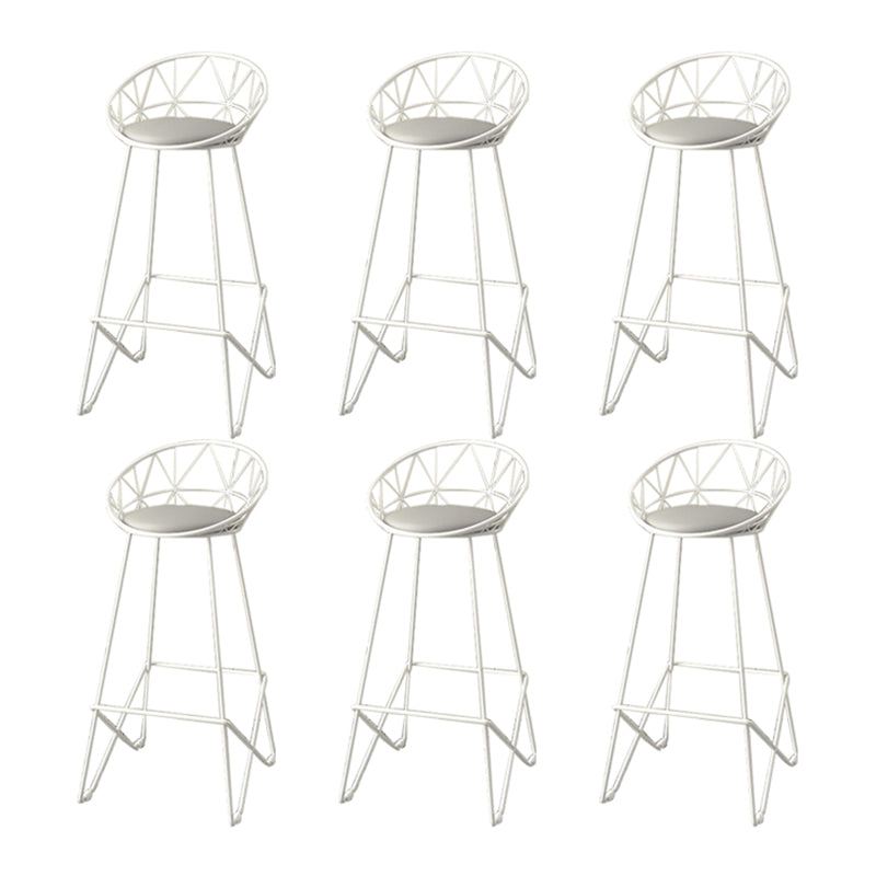 Nordic Backrest Armless Counter Stool Iron Cafe Bar Stool with Leather Cushion White 6 Piece Set Clearhalo 'Bar Furniture' 'Bar Stools' 'bar_stools' 'furn' 'furn_bar_stools' 'Furniture' 'Kitchen & Dining Furniture' 6185018