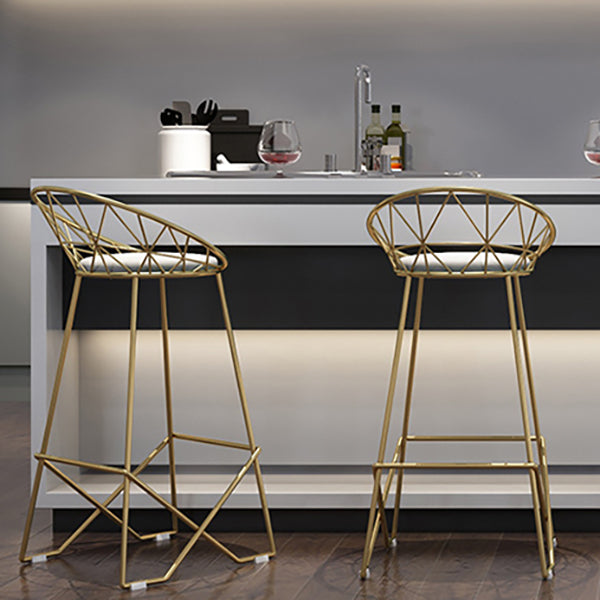 Nordic Backrest Armless Counter Stool Iron Cafe Bar Stool with Leather Cushion Clearhalo 'Bar Furniture' 'Bar Stools' 'bar_stools' 'furn' 'furn_bar_stools' 'Furniture' 'Kitchen & Dining Furniture' 6185020