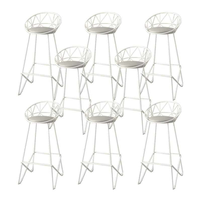 Nordic Backrest Armless Counter Stool Iron Cafe Bar Stool with Leather Cushion White 8 Piece Set Clearhalo 'Bar Furniture' 'Bar Stools' 'bar_stools' 'furn' 'furn_bar_stools' 'Furniture' 'Kitchen & Dining Furniture' 6185021