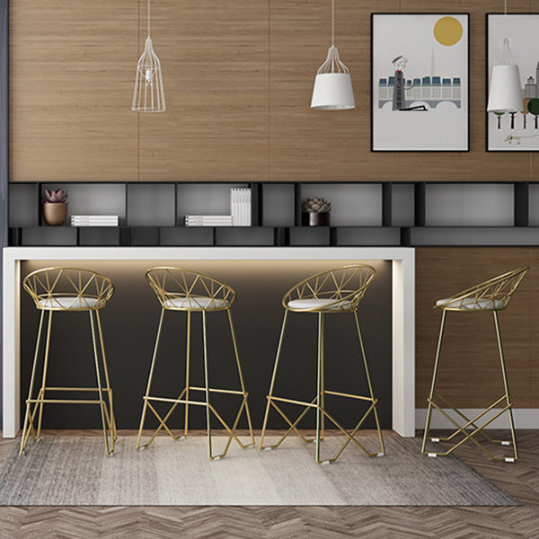 Nordic Backrest Armless Counter Stool Iron Cafe Bar Stool with Leather Cushion Clearhalo 'Bar Furniture' 'Bar Stools' 'bar_stools' 'furn' 'furn_bar_stools' 'Furniture' 'Kitchen & Dining Furniture' 6185023