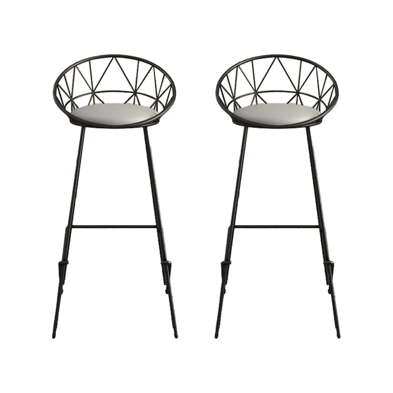 Nordic Backrest Armless Counter Stool Iron Cafe Bar Stool with Leather Cushion Black 2 Piece Set Clearhalo 'Bar Furniture' 'Bar Stools' 'bar_stools' 'furn' 'furn_bar_stools' 'Furniture' 'Kitchen & Dining Furniture' 6185024