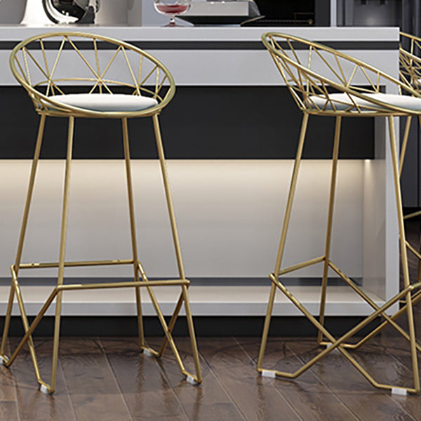 Nordic Backrest Armless Counter Stool Iron Cafe Bar Stool with Leather Cushion Clearhalo 'Bar Furniture' 'Bar Stools' 'bar_stools' 'furn' 'furn_bar_stools' 'Furniture' 'Kitchen & Dining Furniture' 6185026