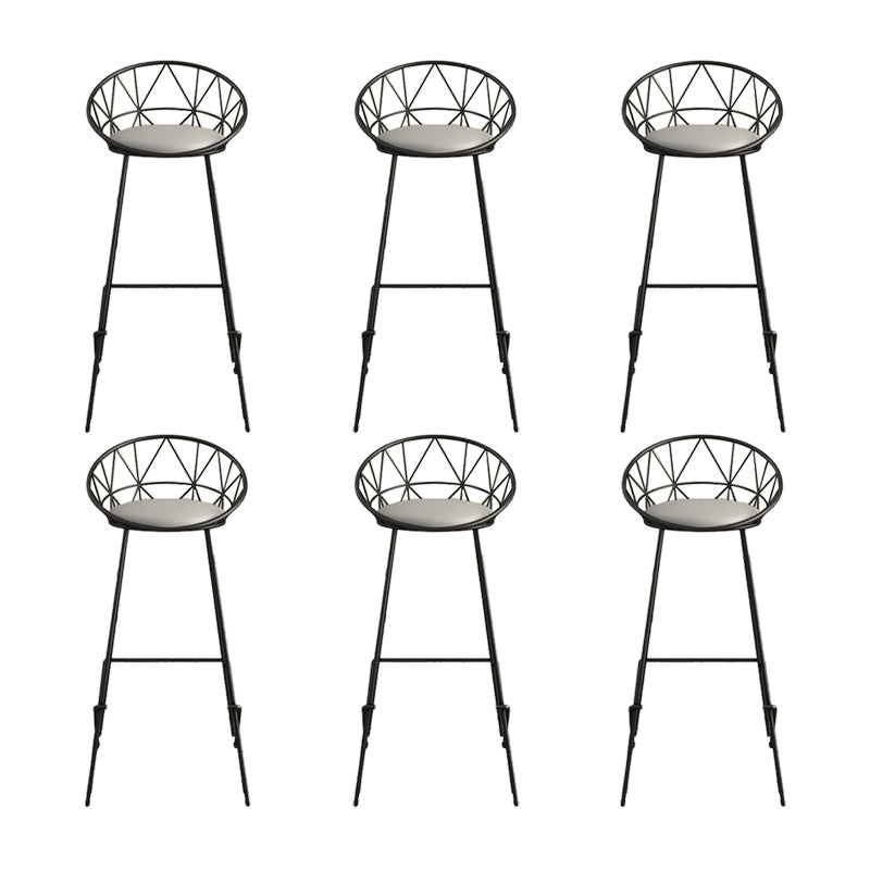 Nordic Backrest Armless Counter Stool Iron Cafe Bar Stool with Leather Cushion Black 6 Piece Set Clearhalo 'Bar Furniture' 'Bar Stools' 'bar_stools' 'furn' 'furn_bar_stools' 'Furniture' 'Kitchen & Dining Furniture' 6185027