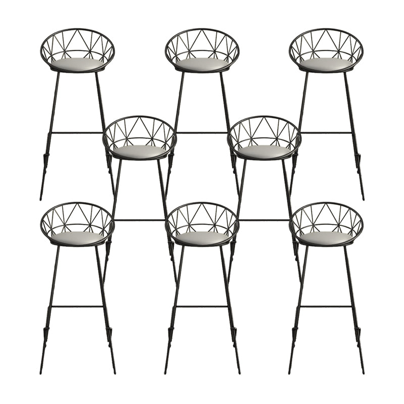 Nordic Backrest Armless Counter Stool Iron Cafe Bar Stool with Leather Cushion Black 8 Piece Set Clearhalo 'Bar Furniture' 'Bar Stools' 'bar_stools' 'furn' 'furn_bar_stools' 'Furniture' 'Kitchen & Dining Furniture' 6185028