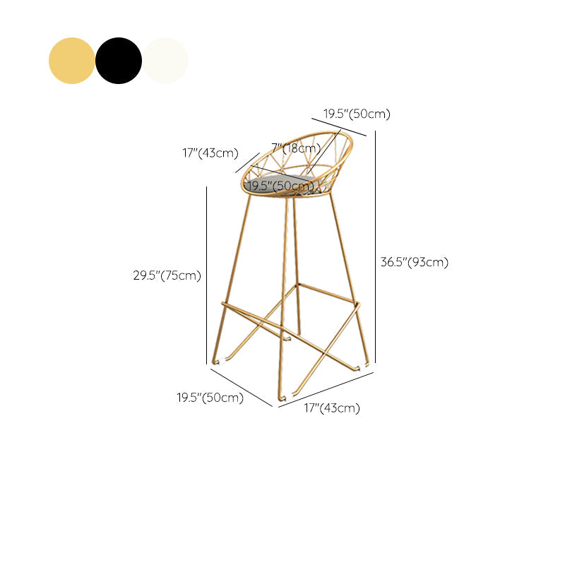 Nordic Backrest Armless Counter Stool Iron Cafe Bar Stool with Leather Cushion Clearhalo 'Bar Furniture' 'Bar Stools' 'bar_stools' 'furn' 'furn_bar_stools' 'Furniture' 'Kitchen & Dining Furniture' 6185030