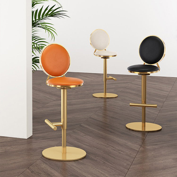 Tabouret de comptoir sans bras réglable nordique, Base en fer, tabouret de Bar avec coussin en cuir