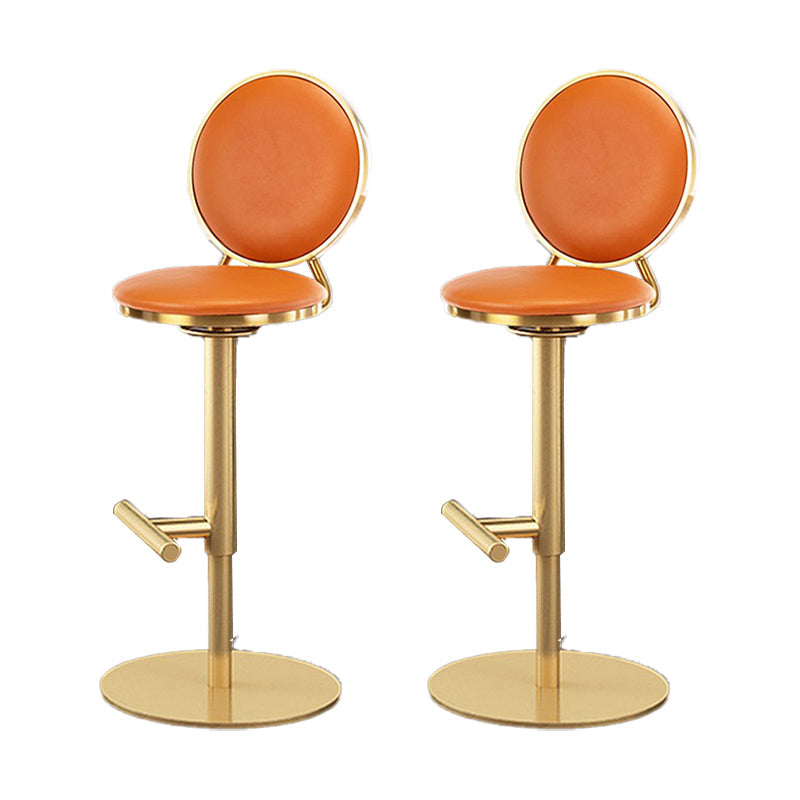 Tabouret de comptoir sans bras réglable nordique, Base en fer, tabouret de Bar avec coussin en cuir