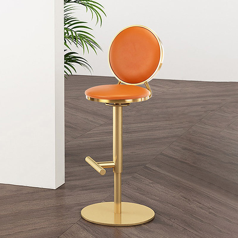 Tabouret de comptoir sans bras réglable nordique, Base en fer, tabouret de Bar avec coussin en cuir