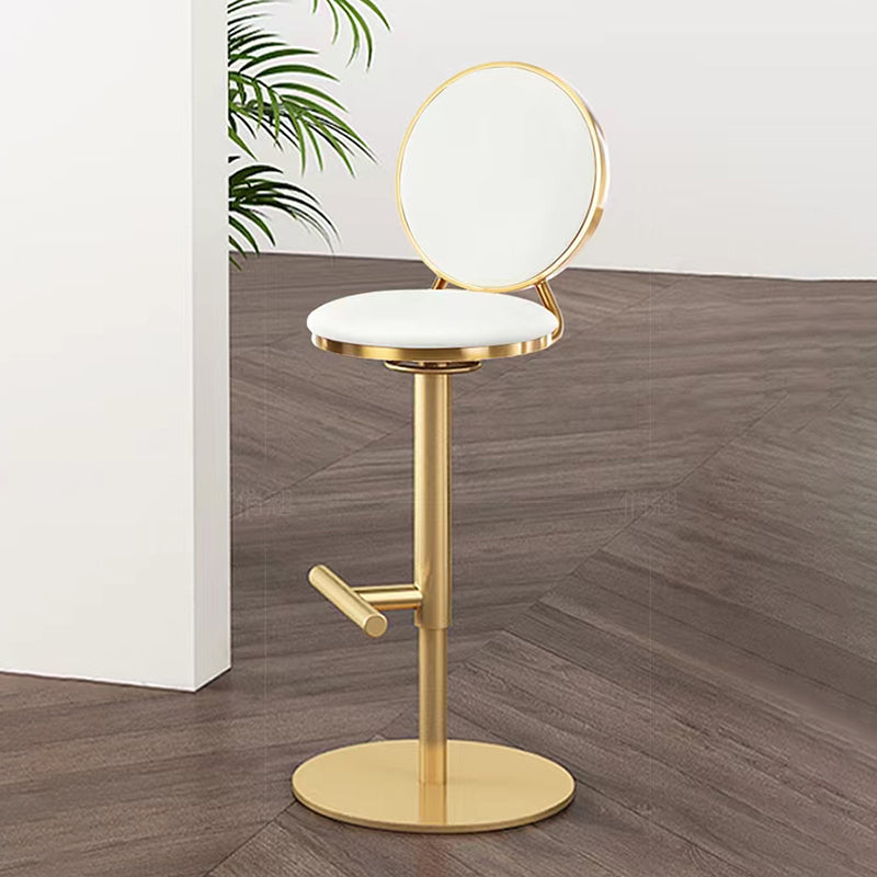 Tabouret de comptoir sans bras réglable nordique, Base en fer, tabouret de Bar avec coussin en cuir