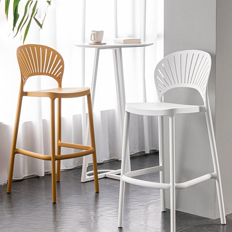 Backrest Armless Counter Stool Industrial Plastic Bar Stool with 4 Legs