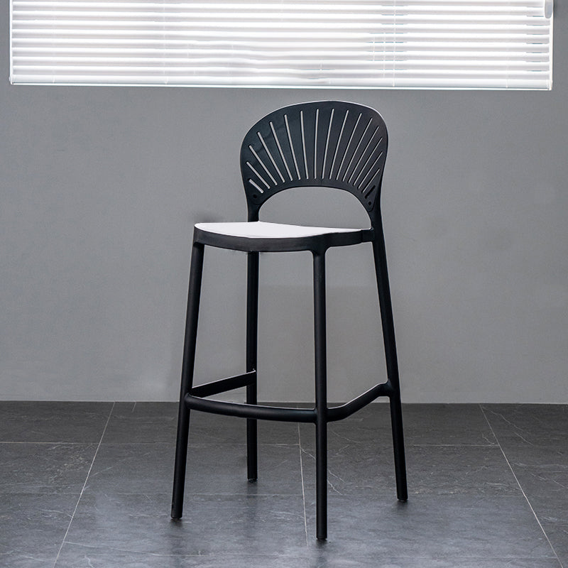 Backrest Armless Counter Stool Industrial Plastic Bar Stool with 4 Legs