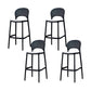 Backrest Armless Counter Stool Industrial Plastic Bar Stool with 4 Legs