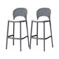 Backrest Armless Counter Stool Industrial Plastic Bar Stool with 4 Legs