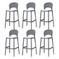 Backrest Armless Counter Stool Industrial Plastic Bar Stool with 4 Legs