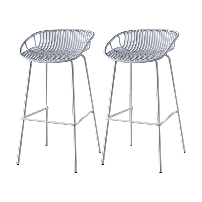 Industrial Backrest Armless Counter Stool Metal Cafe Bar Stool with 4 Legs White 2 Piece Set Clearhalo 'Bar Furniture' 'Bar Stools' 'bar_stools' 'furn' 'furn_bar_stools' 'Furniture' 'Kitchen & Dining Furniture' 6185181