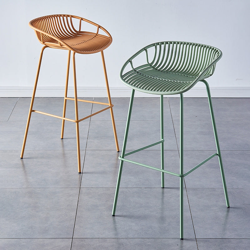 Industrial Backrest Armless Counter Stool Metal Cafe Bar Stool with 4 Legs Clearhalo 'Bar Furniture' 'Bar Stools' 'bar_stools' 'furn' 'furn_bar_stools' 'Furniture' 'Kitchen & Dining Furniture' 6185182