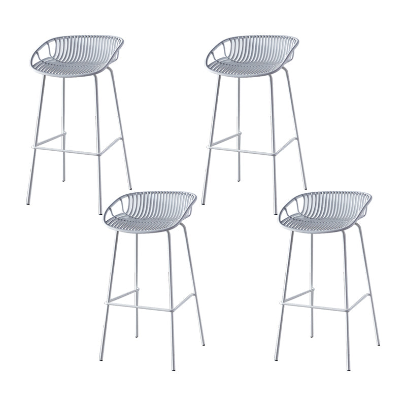 Industrial Backrest Armless Counter Stool Metal Cafe Bar Stool with 4 Legs White 4 Piece Set Clearhalo 'Bar Furniture' 'Bar Stools' 'bar_stools' 'furn' 'furn_bar_stools' 'Furniture' 'Kitchen & Dining Furniture' 6185183