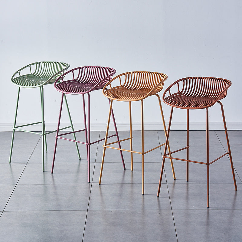 Industrial Backrest Armless Counter Stool Metal Cafe Bar Stool with 4 Legs Clearhalo 'Bar Furniture' 'Bar Stools' 'bar_stools' 'furn' 'furn_bar_stools' 'Furniture' 'Kitchen & Dining Furniture' 6185184