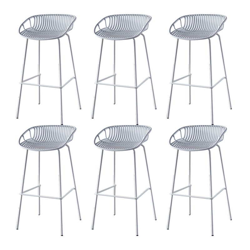 Industrial Backrest Armless Counter Stool Metal Cafe Bar Stool with 4 Legs White 6 Piece Set Clearhalo 'Bar Furniture' 'Bar Stools' 'bar_stools' 'furn' 'furn_bar_stools' 'Furniture' 'Kitchen & Dining Furniture' 6185186