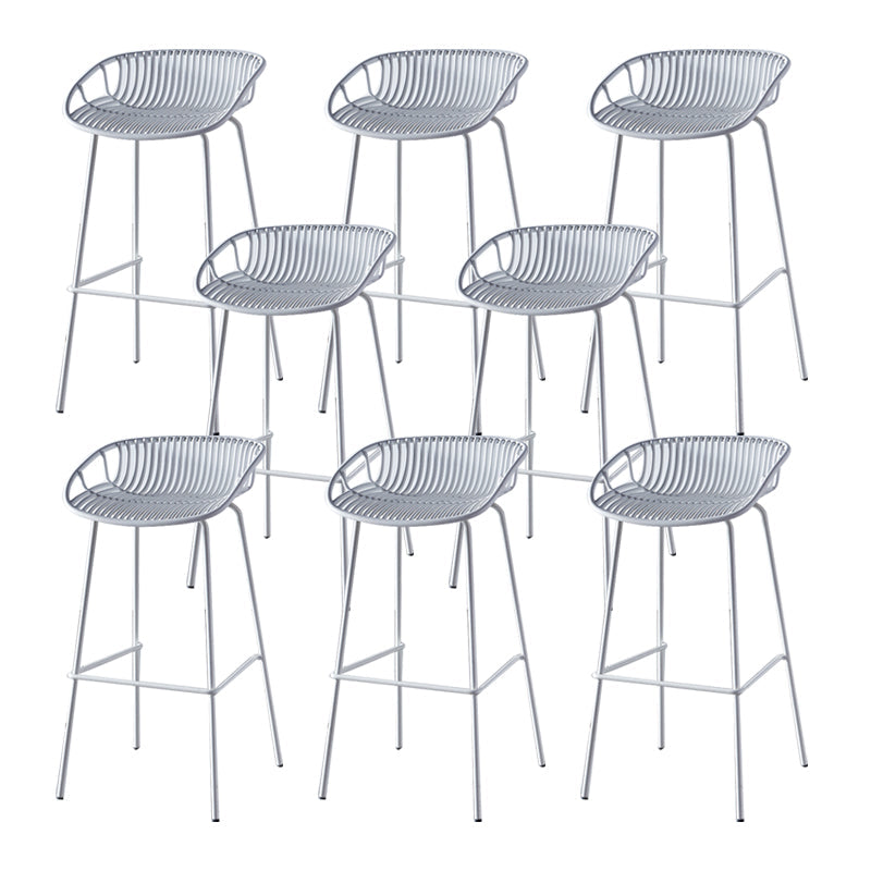 Industrial Backrest Armless Counter Stool Metal Cafe Bar Stool with 4 Legs White 8 Piece Set Clearhalo 'Bar Furniture' 'Bar Stools' 'bar_stools' 'furn' 'furn_bar_stools' 'Furniture' 'Kitchen & Dining Furniture' 6185188