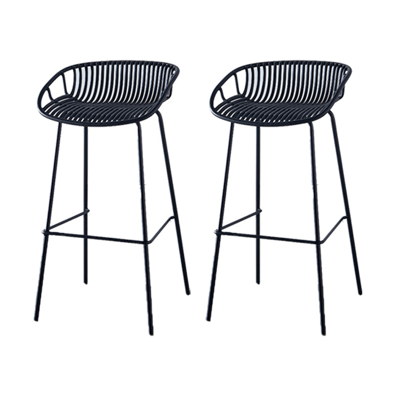 Industrial Backrest Armless Counter Stool Metal Cafe Bar Stool with 4 Legs Black 2 Piece Set Clearhalo 'Bar Furniture' 'Bar Stools' 'bar_stools' 'furn' 'furn_bar_stools' 'Furniture' 'Kitchen & Dining Furniture' 6185192
