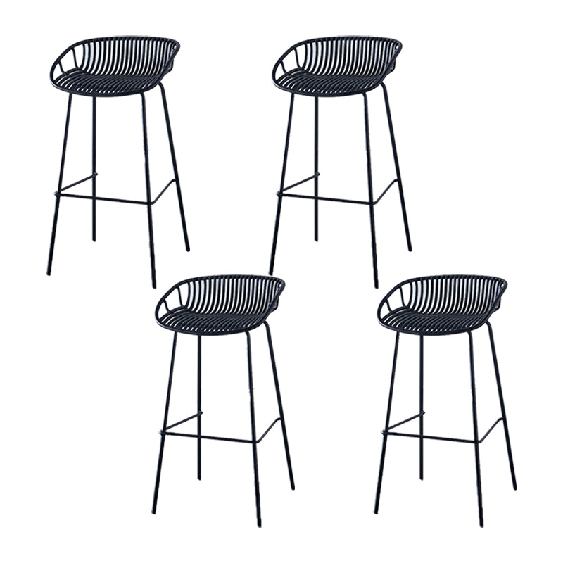 Industrial Backrest Armless Counter Stool Metal Cafe Bar Stool with 4 Legs Black 4 Piece Set Clearhalo 'Bar Furniture' 'Bar Stools' 'bar_stools' 'furn' 'furn_bar_stools' 'Furniture' 'Kitchen & Dining Furniture' 6185193