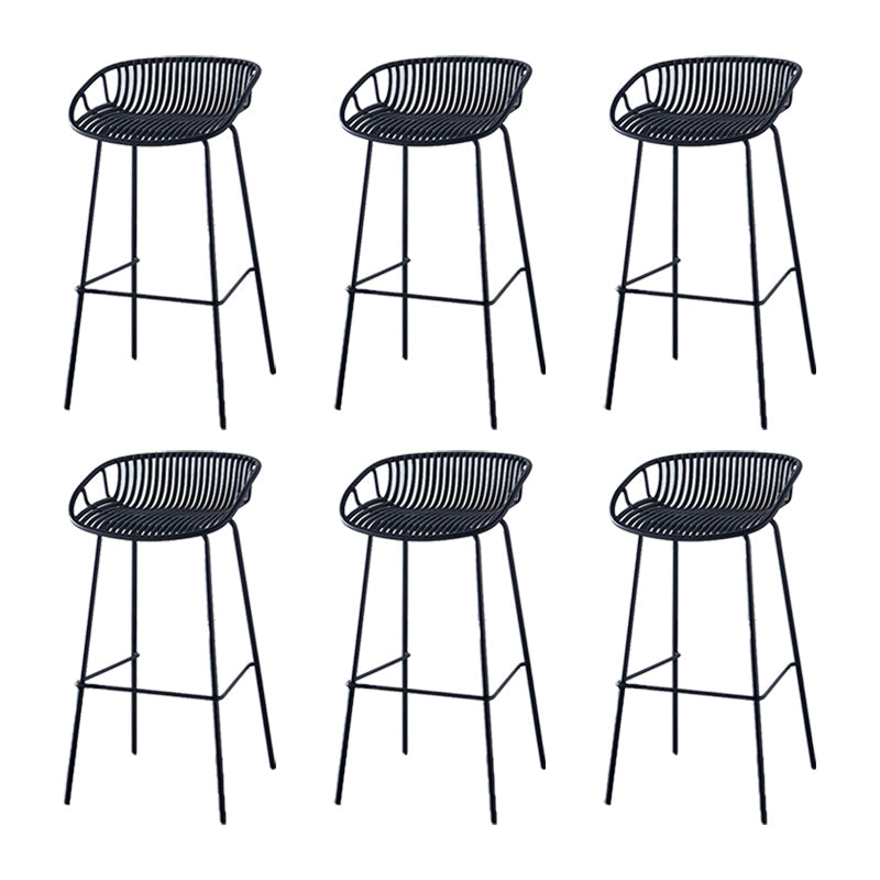 Industrial Backrest Armless Counter Stool Metal Cafe Bar Stool with 4 Legs Black 6 Piece Set Clearhalo 'Bar Furniture' 'Bar Stools' 'bar_stools' 'furn' 'furn_bar_stools' 'Furniture' 'Kitchen & Dining Furniture' 6185196