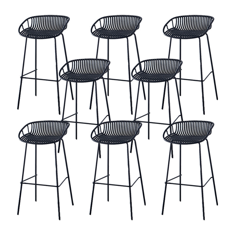 Industrial Backrest Armless Counter Stool Metal Cafe Bar Stool with 4 Legs Black 8 Piece Set Clearhalo 'Bar Furniture' 'Bar Stools' 'bar_stools' 'furn' 'furn_bar_stools' 'Furniture' 'Kitchen & Dining Furniture' 6185197