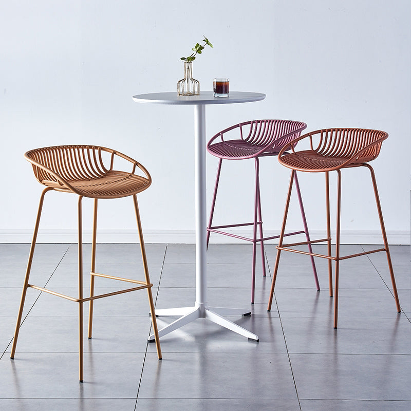 Industrial Backrest Armless Counter Stool Metal Cafe Bar Stool with 4 Legs Clearhalo 'Bar Furniture' 'Bar Stools' 'bar_stools' 'furn' 'furn_bar_stools' 'Furniture' 'Kitchen & Dining Furniture' 6185198