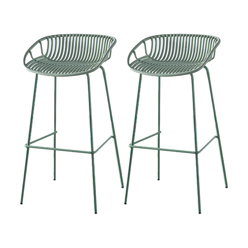 Industrial Backrest Armless Counter Stool Metal Cafe Bar Stool with 4 Legs Green 2 Piece Set Clearhalo 'Bar Furniture' 'Bar Stools' 'bar_stools' 'furn' 'furn_bar_stools' 'Furniture' 'Kitchen & Dining Furniture' 6185201