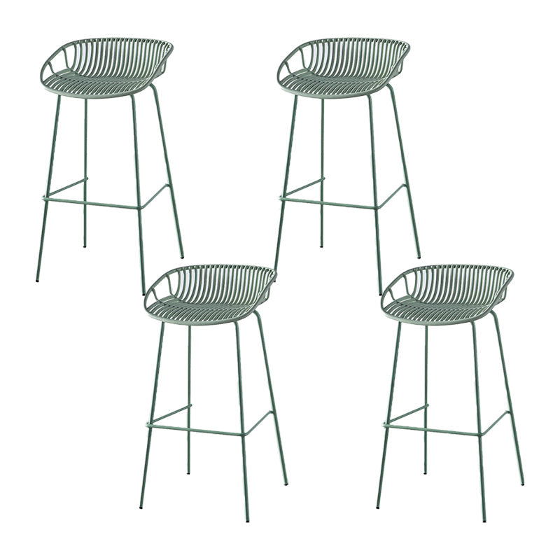 Industrial Backrest Armless Counter Stool Metal Cafe Bar Stool with 4 Legs Green 4 Piece Set Clearhalo 'Bar Furniture' 'Bar Stools' 'bar_stools' 'furn' 'furn_bar_stools' 'Furniture' 'Kitchen & Dining Furniture' 6185202