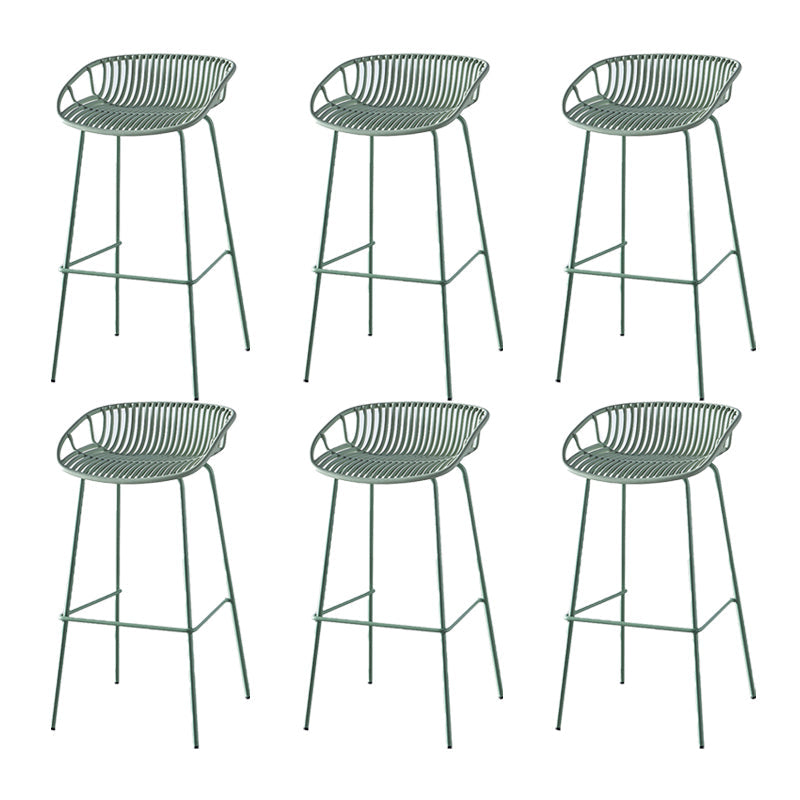 Industrial Backrest Armless Counter Stool Metal Cafe Bar Stool with 4 Legs Green 6 Piece Set Clearhalo 'Bar Furniture' 'Bar Stools' 'bar_stools' 'furn' 'furn_bar_stools' 'Furniture' 'Kitchen & Dining Furniture' 6185203