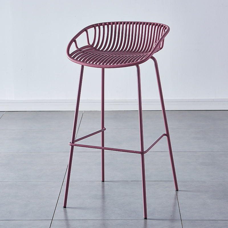 Industrial Backrest Armless Counter Stool Metal Cafe Bar Stool with 4 Legs Purple 1 Piece Clearhalo 'Bar Furniture' 'Bar Stools' 'bar_stools' 'furn' 'furn_bar_stools' 'Furniture' 'Kitchen & Dining Furniture' 6185205