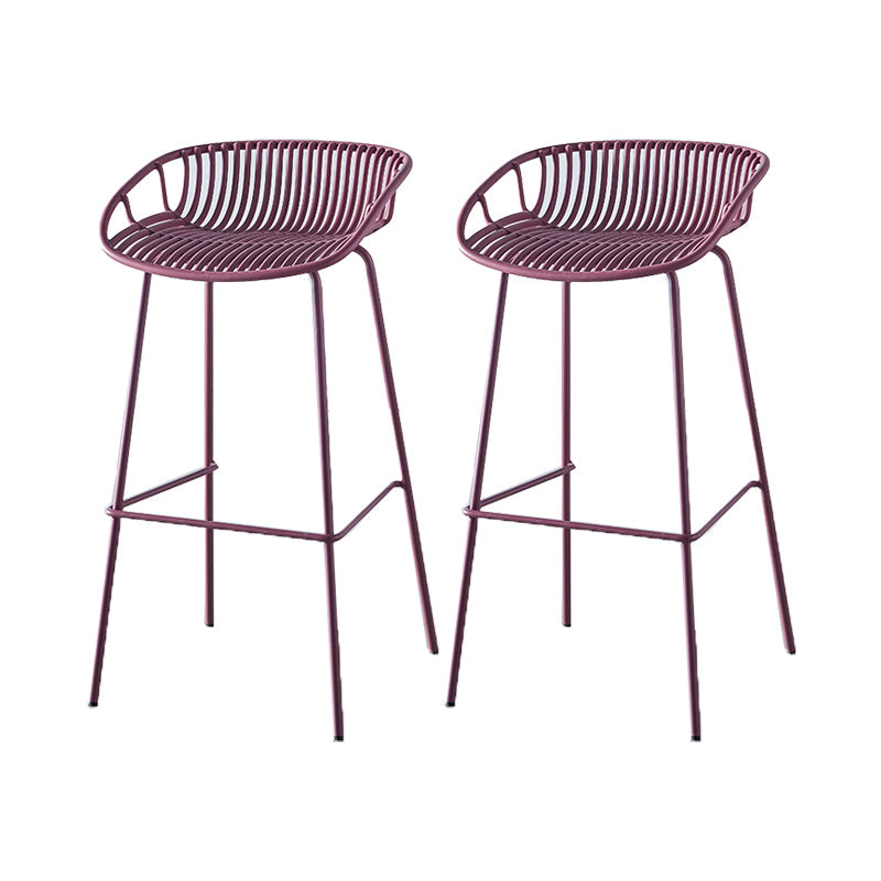 Industrial Backrest Armless Counter Stool Metal Cafe Bar Stool with 4 Legs Purple 2 Piece Set Clearhalo 'Bar Furniture' 'Bar Stools' 'bar_stools' 'furn' 'furn_bar_stools' 'Furniture' 'Kitchen & Dining Furniture' 6185206