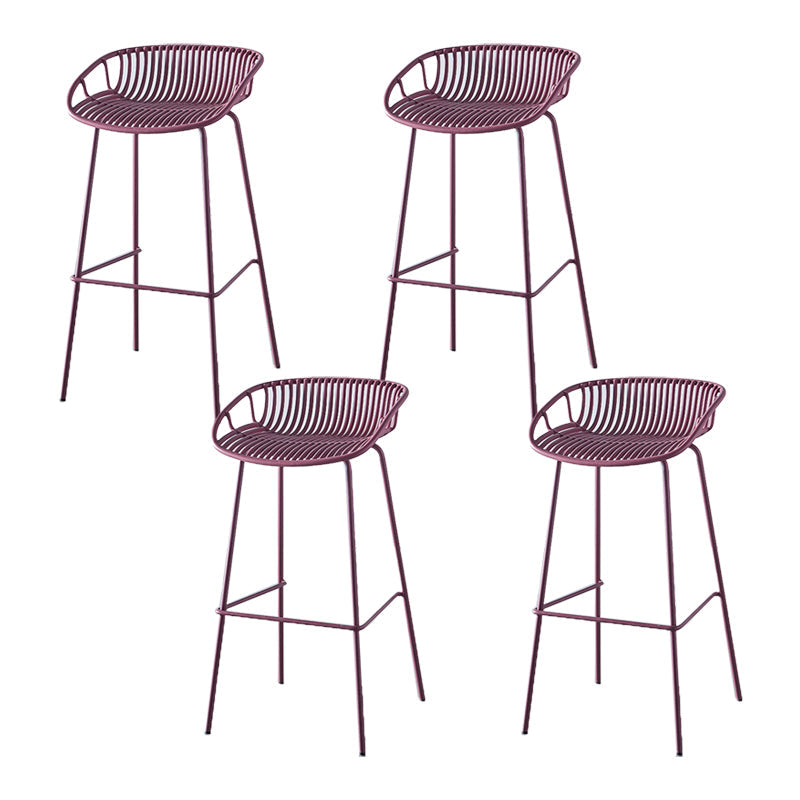 Industrial Backrest Armless Counter Stool Metal Cafe Bar Stool with 4 Legs Purple 4 Piece Set Clearhalo 'Bar Furniture' 'Bar Stools' 'bar_stools' 'furn' 'furn_bar_stools' 'Furniture' 'Kitchen & Dining Furniture' 6185207