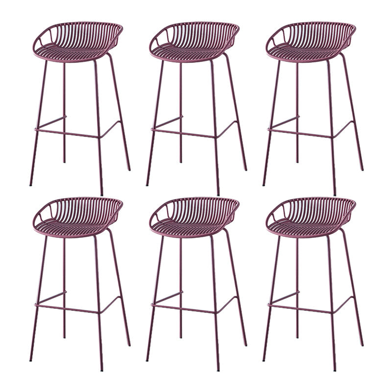 Industrial Backrest Armless Counter Stool Metal Cafe Bar Stool with 4 Legs Purple 6 Piece Set Clearhalo 'Bar Furniture' 'Bar Stools' 'bar_stools' 'furn' 'furn_bar_stools' 'Furniture' 'Kitchen & Dining Furniture' 6185208