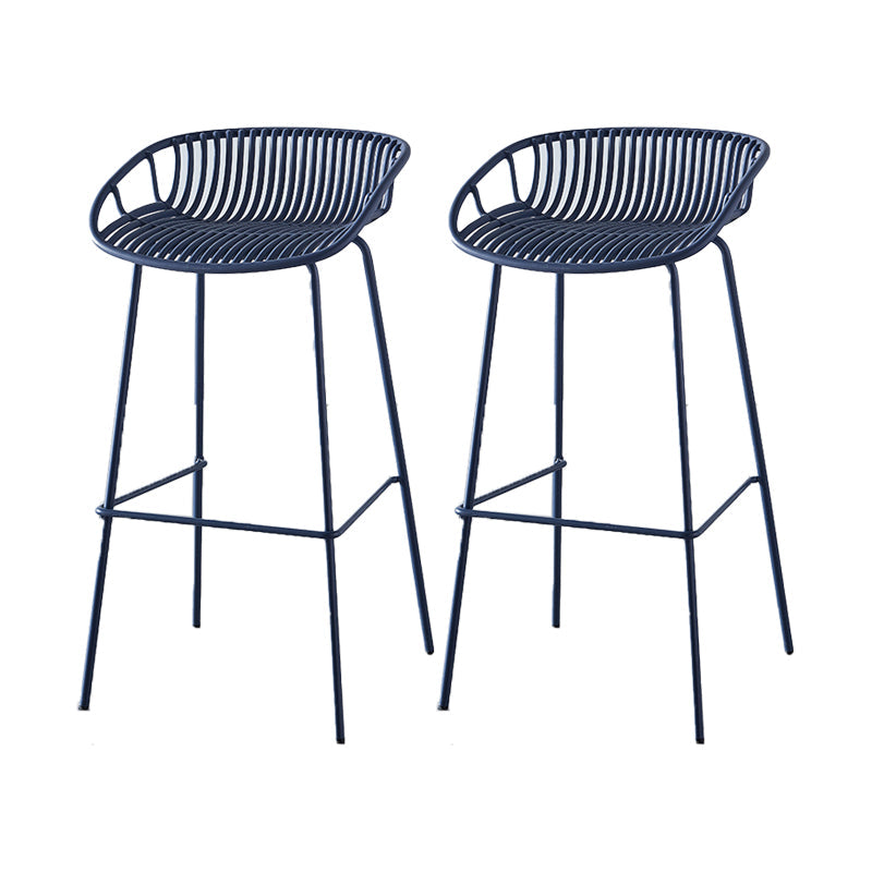 Industrial Backrest Armless Counter Stool Metal Cafe Bar Stool with 4 Legs Gray-Blue 2 Piece Set Clearhalo 'Bar Furniture' 'Bar Stools' 'bar_stools' 'furn' 'furn_bar_stools' 'Furniture' 'Kitchen & Dining Furniture' 6185211