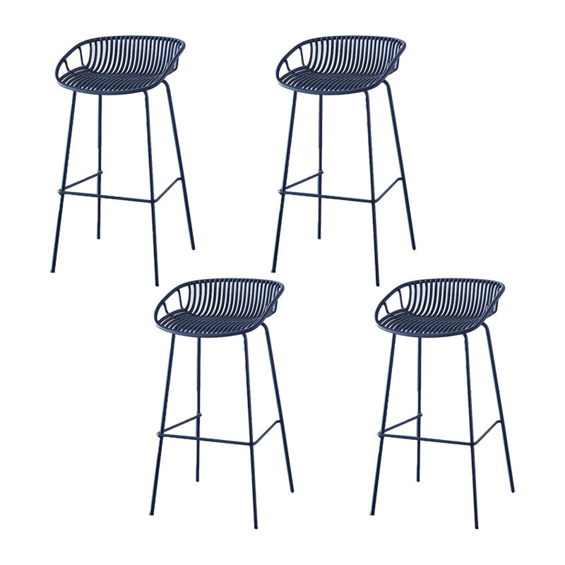 Industrial Backrest Armless Counter Stool Metal Cafe Bar Stool with 4 Legs Gray-Blue 4 Piece Set Clearhalo 'Bar Furniture' 'Bar Stools' 'bar_stools' 'furn' 'furn_bar_stools' 'Furniture' 'Kitchen & Dining Furniture' 6185212