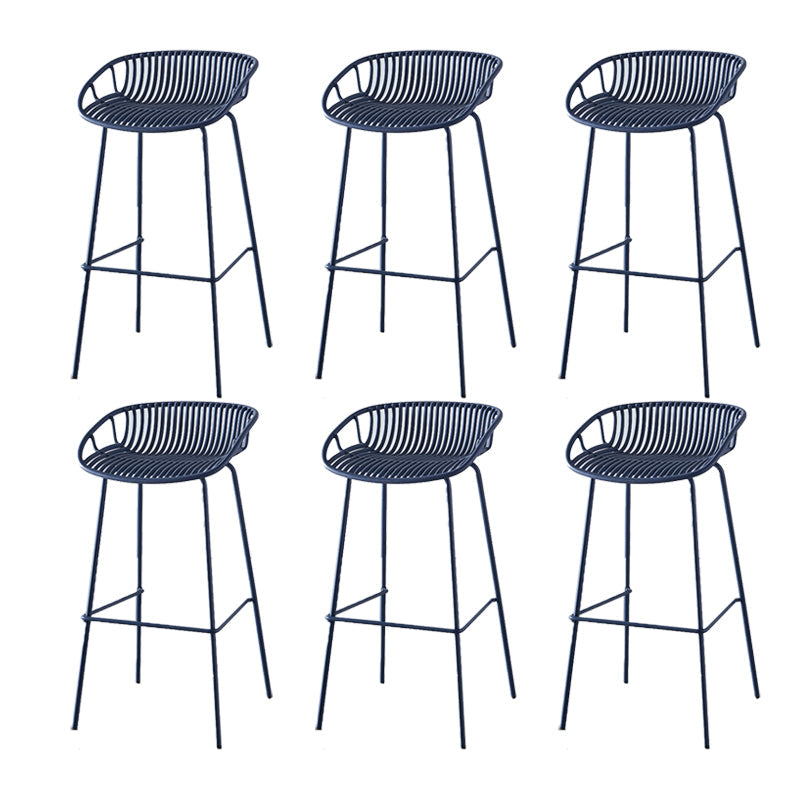 Industrial Backrest Armless Counter Stool Metal Cafe Bar Stool with 4 Legs Gray-Blue 6 Piece Set Clearhalo 'Bar Furniture' 'Bar Stools' 'bar_stools' 'furn' 'furn_bar_stools' 'Furniture' 'Kitchen & Dining Furniture' 6185213
