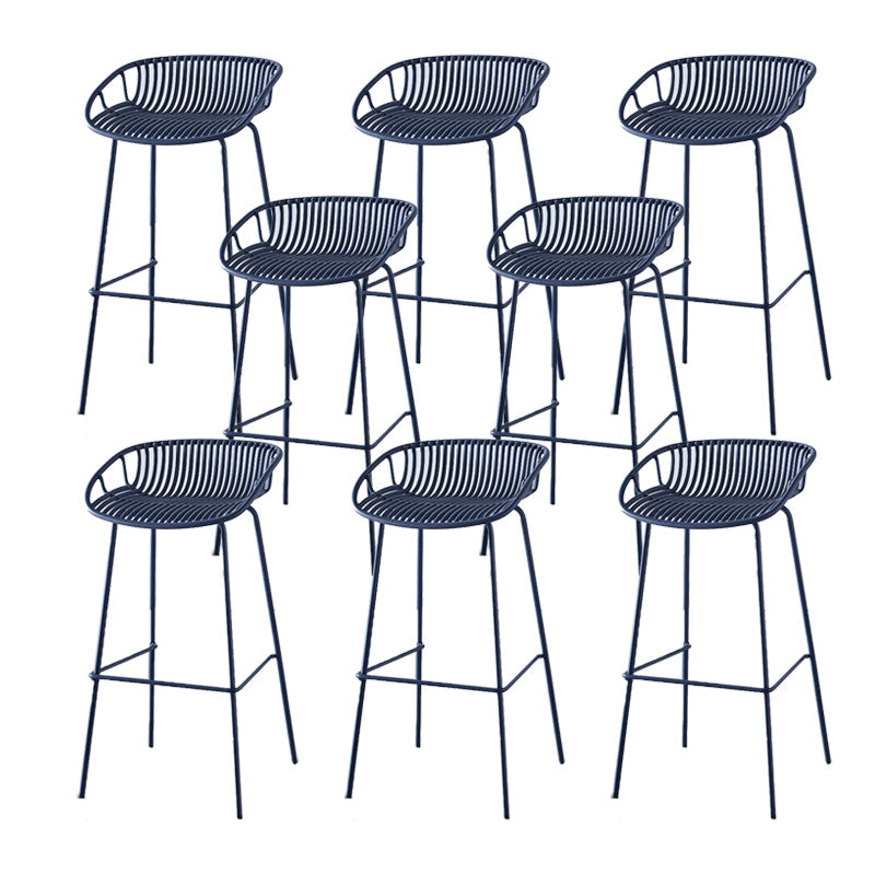 Industrial Backrest Armless Counter Stool Metal Cafe Bar Stool with 4 Legs Gray-Blue 8 Piece Set Clearhalo 'Bar Furniture' 'Bar Stools' 'bar_stools' 'furn' 'furn_bar_stools' 'Furniture' 'Kitchen & Dining Furniture' 6185214