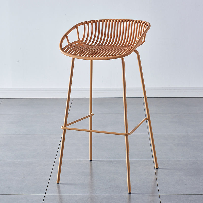 Industrial Backrest Armless Counter Stool Metal Cafe Bar Stool with 4 Legs Yellow 1 Piece Clearhalo 'Bar Furniture' 'Bar Stools' 'bar_stools' 'furn' 'furn_bar_stools' 'Furniture' 'Kitchen & Dining Furniture' 6185215