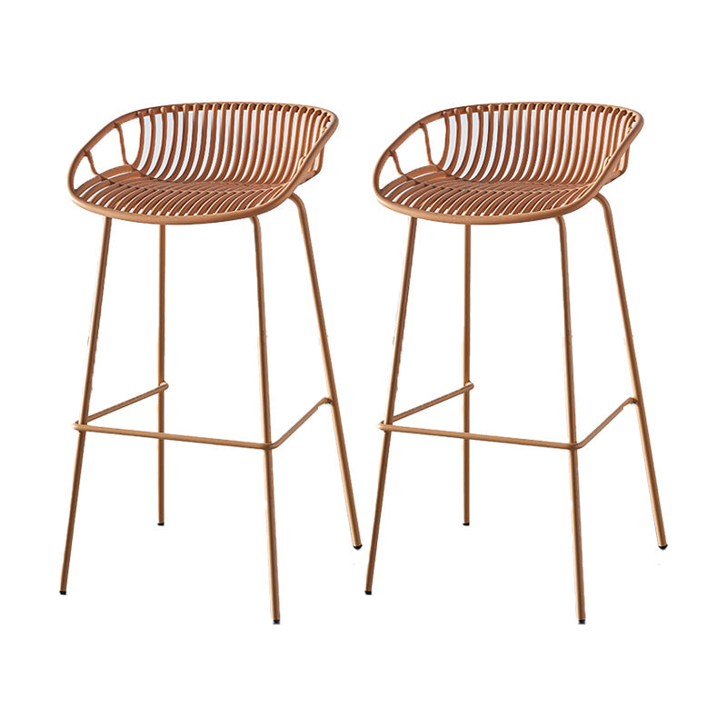 Industrial Backrest Armless Counter Stool Metal Cafe Bar Stool with 4 Legs Yellow 2 Piece Set Clearhalo 'Bar Furniture' 'Bar Stools' 'bar_stools' 'furn' 'furn_bar_stools' 'Furniture' 'Kitchen & Dining Furniture' 6185216
