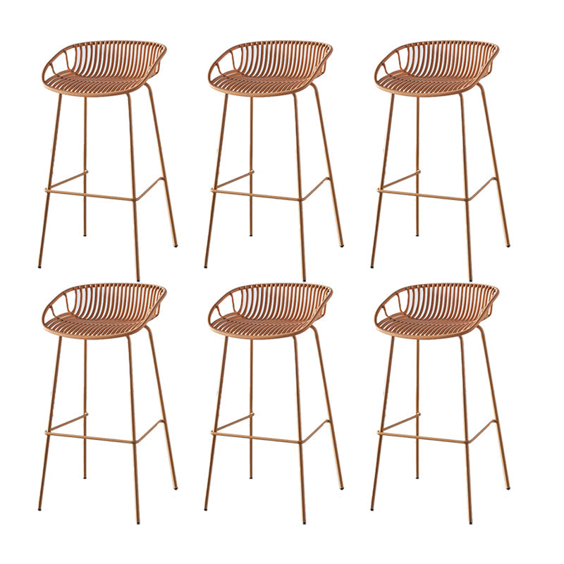 Industrial Backrest Armless Counter Stool Metal Cafe Bar Stool with 4 Legs Yellow 6 Piece Set Clearhalo 'Bar Furniture' 'Bar Stools' 'bar_stools' 'furn' 'furn_bar_stools' 'Furniture' 'Kitchen & Dining Furniture' 6185218