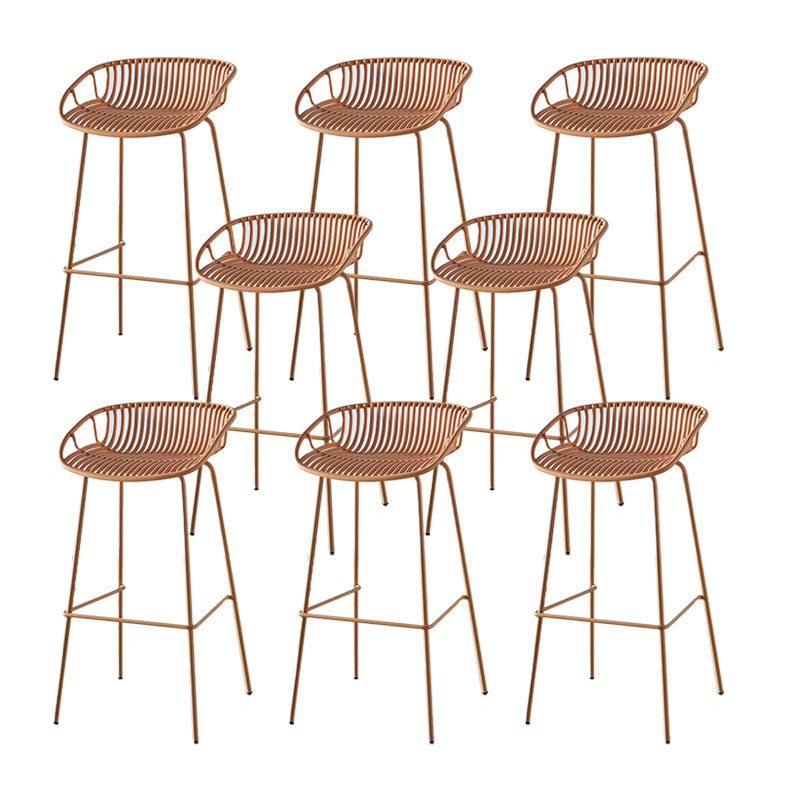 Industrial Backrest Armless Counter Stool Metal Cafe Bar Stool with 4 Legs Yellow 8 Piece Set Clearhalo 'Bar Furniture' 'Bar Stools' 'bar_stools' 'furn' 'furn_bar_stools' 'Furniture' 'Kitchen & Dining Furniture' 6185219