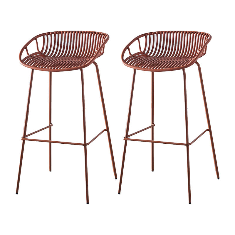 Industrial Backrest Armless Counter Stool Metal Cafe Bar Stool with 4 Legs Khaki 2 Piece Set Clearhalo 'Bar Furniture' 'Bar Stools' 'bar_stools' 'furn' 'furn_bar_stools' 'Furniture' 'Kitchen & Dining Furniture' 6185221