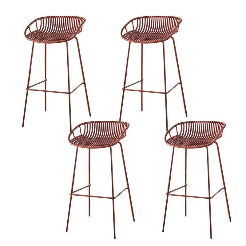 Industrial Backrest Armless Counter Stool Metal Cafe Bar Stool with 4 Legs Khaki 4 Piece Set Clearhalo 'Bar Furniture' 'Bar Stools' 'bar_stools' 'furn' 'furn_bar_stools' 'Furniture' 'Kitchen & Dining Furniture' 6185222