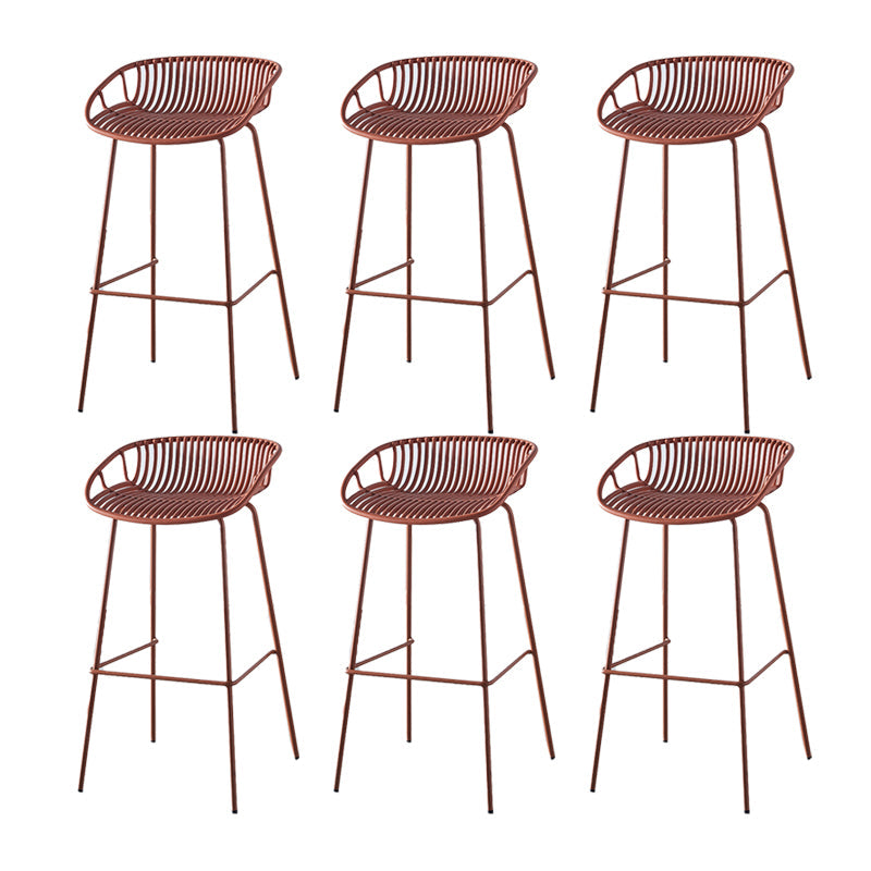 Industrial Backrest Armless Counter Stool Metal Cafe Bar Stool with 4 Legs Khaki 6 Piece Set Clearhalo 'Bar Furniture' 'Bar Stools' 'bar_stools' 'furn' 'furn_bar_stools' 'Furniture' 'Kitchen & Dining Furniture' 6185223