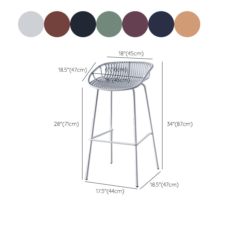 Industrial Backrest Armless Counter Stool Metal Cafe Bar Stool with 4 Legs Clearhalo 'Bar Furniture' 'Bar Stools' 'bar_stools' 'furn' 'furn_bar_stools' 'Furniture' 'Kitchen & Dining Furniture' 6185225