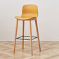 Nordic Backrest Armless Counter Stool Wooden Cafe Bar Stool with Plastic Cushion