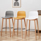 Nordic Backrest Armless Counter Stool Wooden Cafe Bar Stool with Plastic Cushion